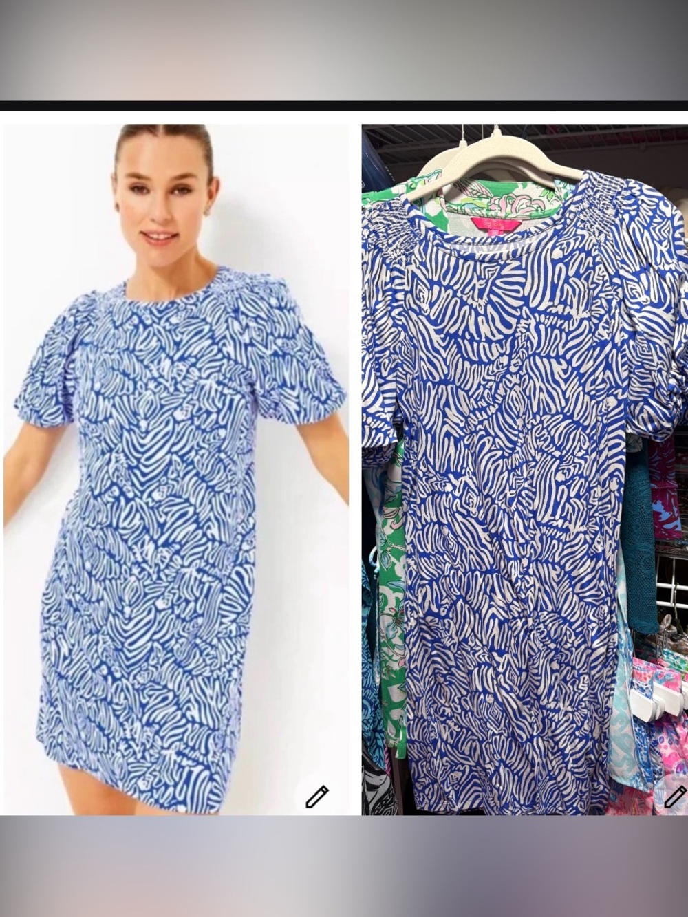 Lilly Pulitzer Rosen blue  & White Abstract Print Dress